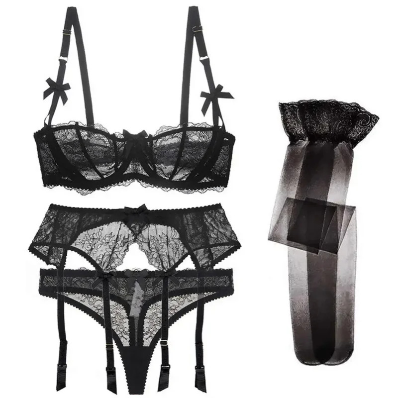 جديد 2025 فاخر نصف كوب دانتيل  - مراجعة Lace Bralette Set وسعره